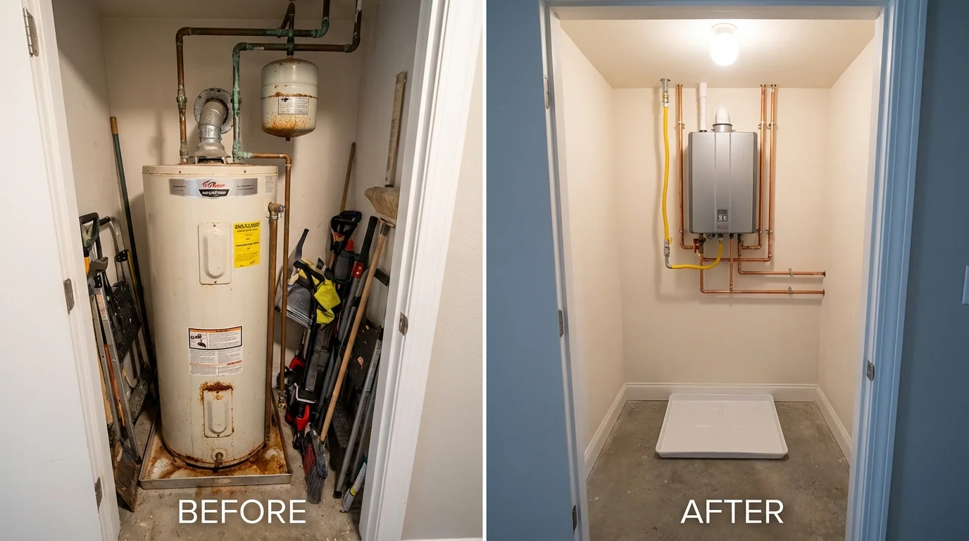 Tank water heater versus wall-mounted tankless unit comparison for Clinton, KY homeowners